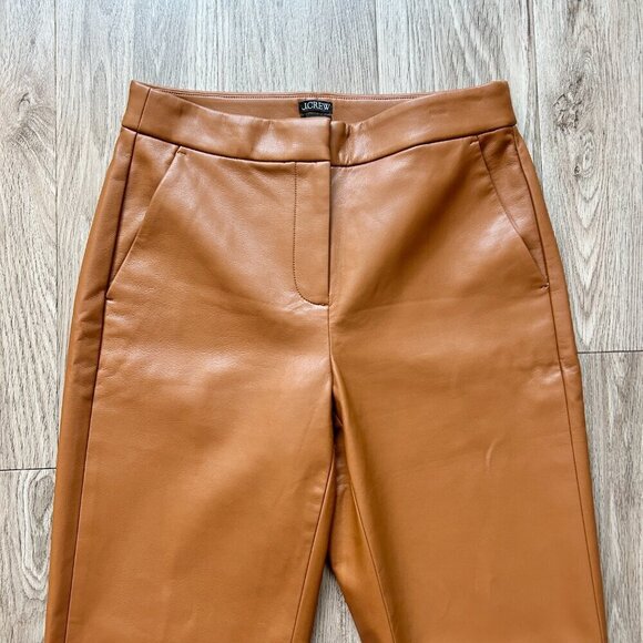 J. Crew Kate Straight Leg Faux Leather Pant in Brown Leather Saddle Size 2 - Picture 4 of 11